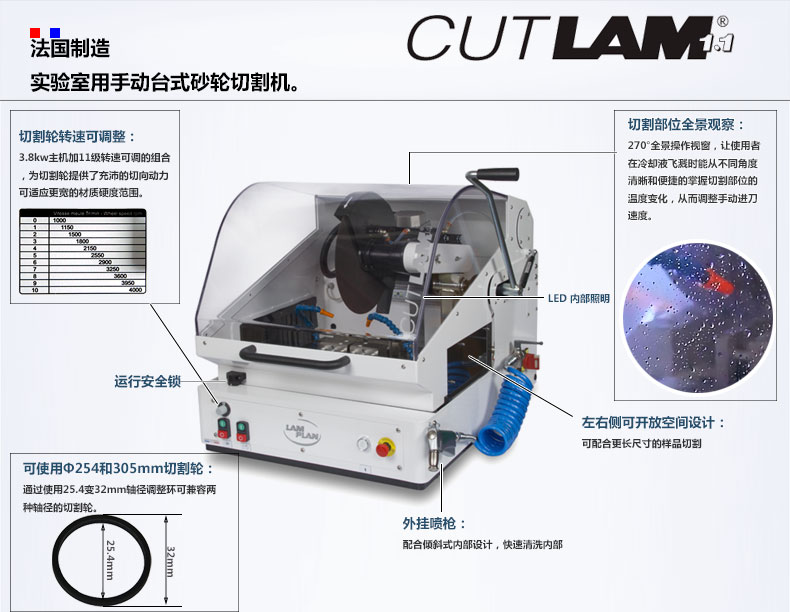 法國朗普朗(lamplan)金相制樣手動(dòng)軌道式切割機(jī)